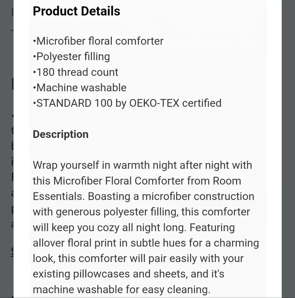 Room Essentials NWT Full/Queen Rose Pixel Floral Print Microfiber Comforter